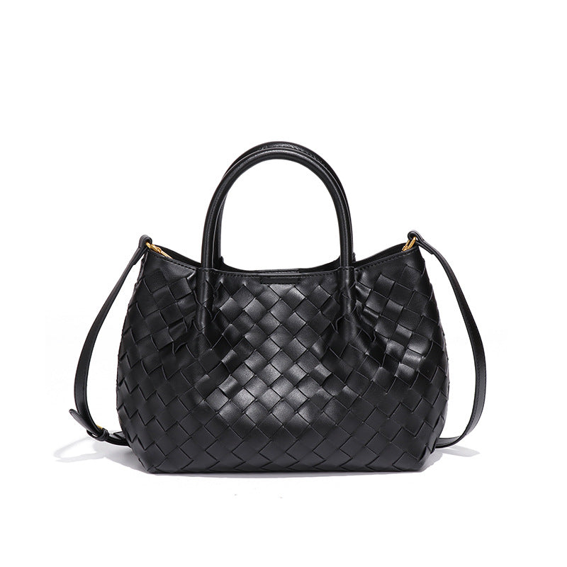 高级感韩版手拎包休闲单肩斜挎包时尚手工编织女包休闲子母托特包