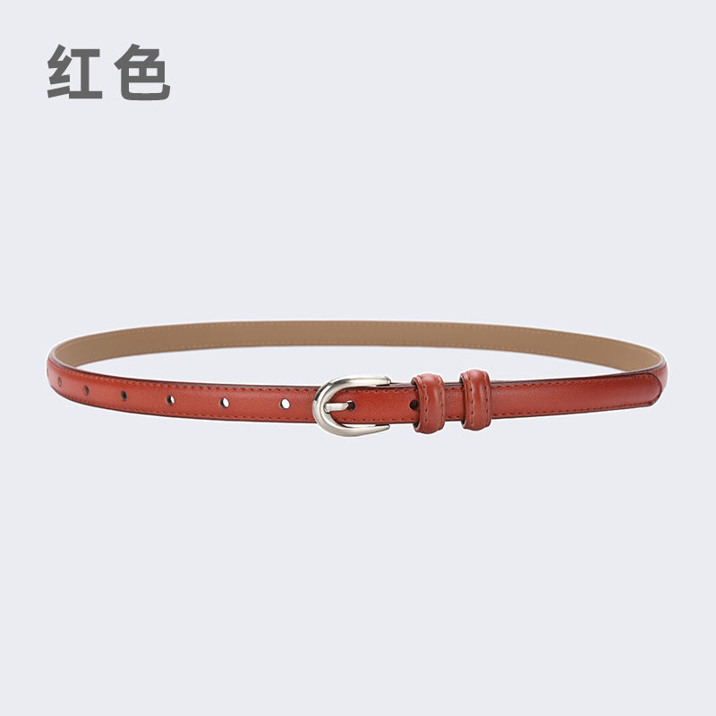 皮带女士时尚百搭装饰西装牛皮细腰带真皮夏季ins风黑色牛仔裤带