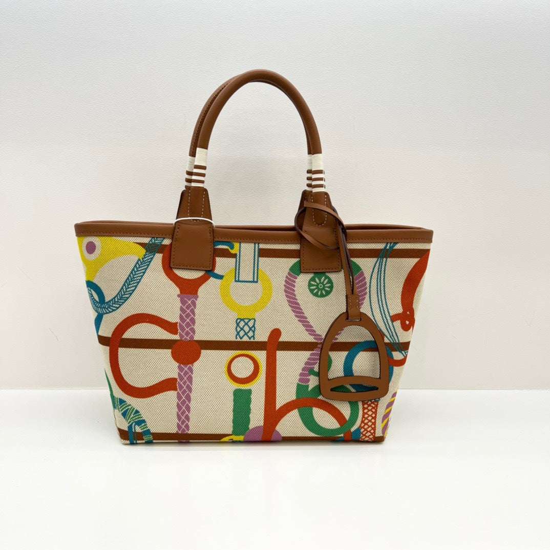 女包高级时尚百搭腋下托特包手工编织牛皮拼帆布撞色手提菜篮子包