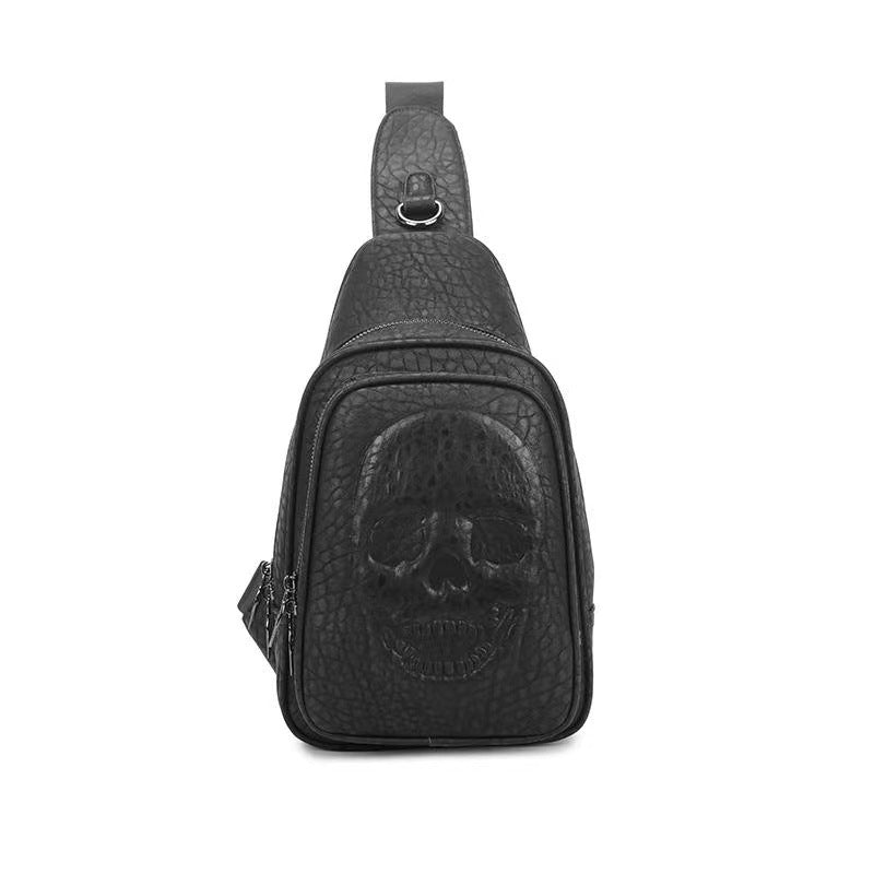 欧美街头流浪 潮酷骷髅胸包 跨境新款个性朋克包大容量单肩包腰包