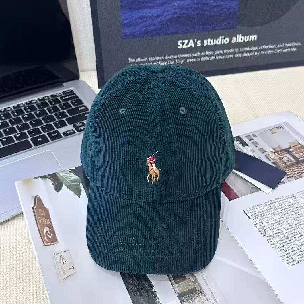 新款明星同款灯芯绒鸭舌帽子情侣棒球帽潮牌刺绣马百搭休闲大头冬