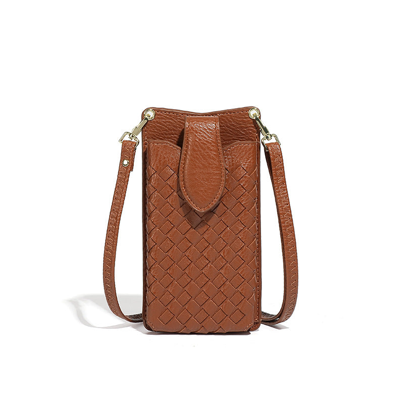 跨境时尚手工编织包纯色小巧卡包手机包潮流百搭单肩斜跨迷你女包