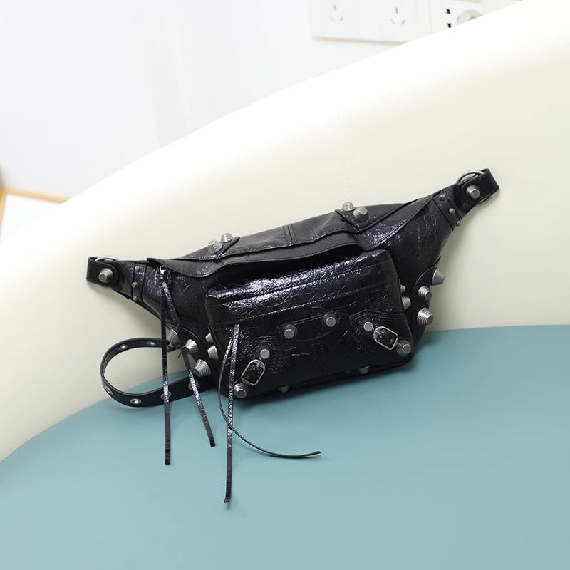 b家ins风机车包夏天包包斜挎腰包小众百搭真皮女式胸包女潮 代发