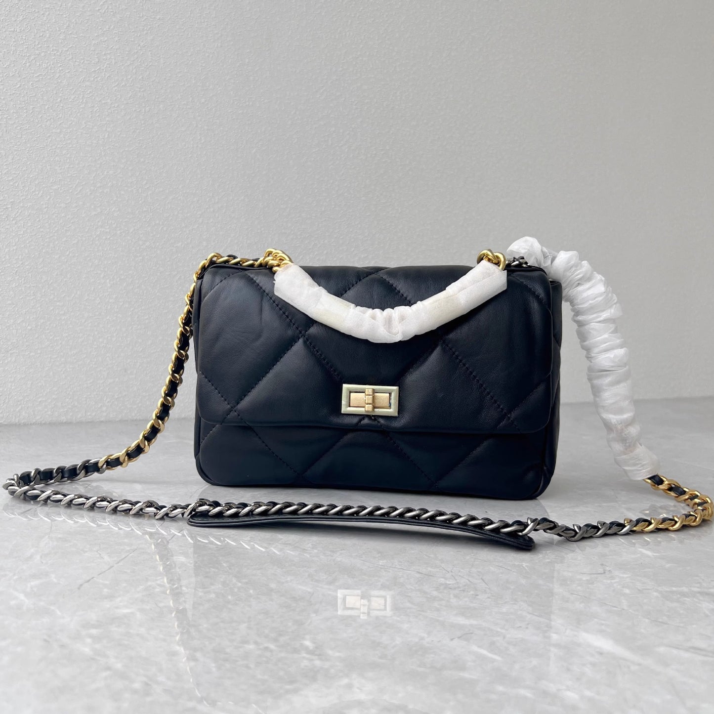 进口头层羊皮女包2024小香链条单肩大容量菱格时尚斜跨真皮女包厂