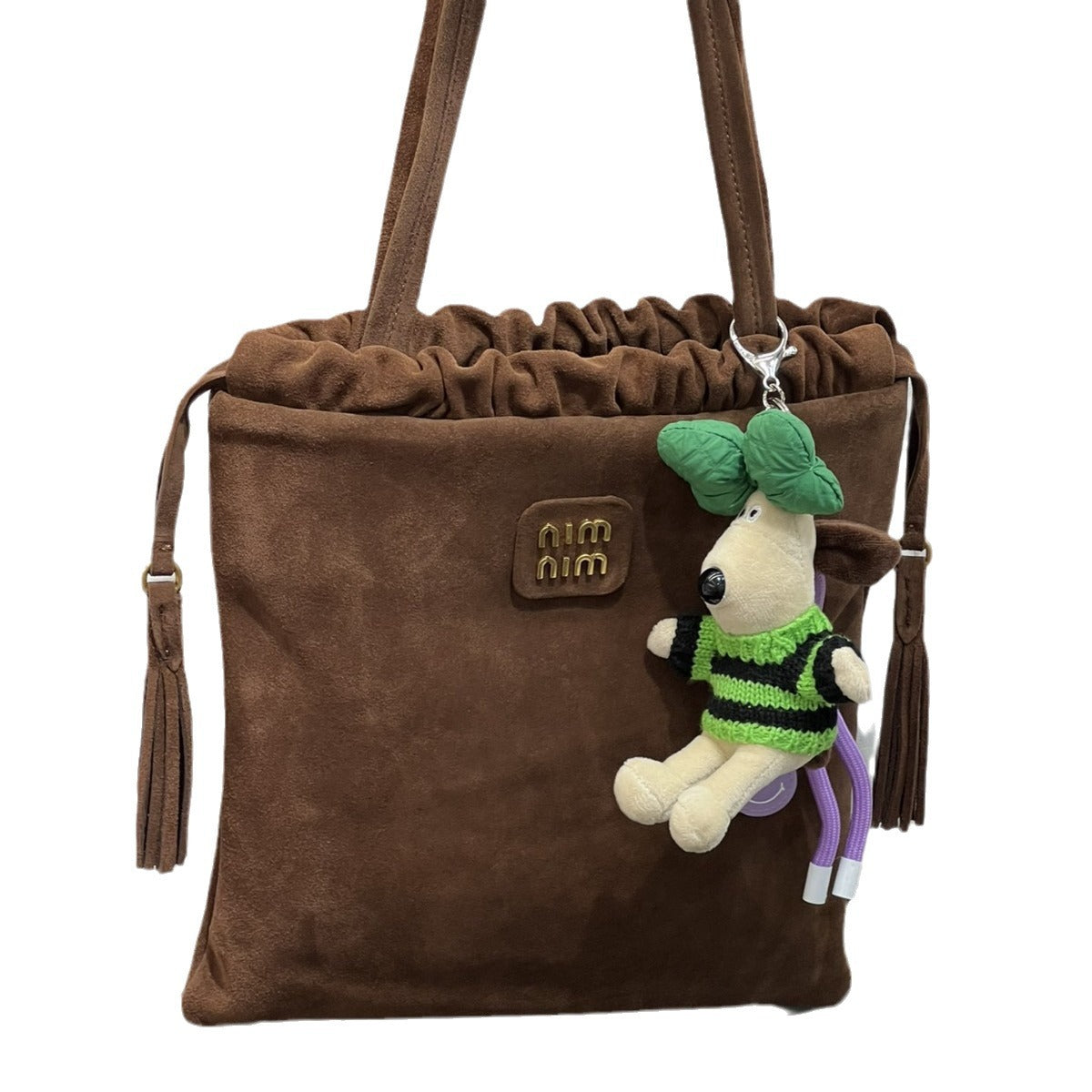 2024秋冬新款休闲百搭磨砂麂皮流苏单肩腋下包托特包包女包日韩潮