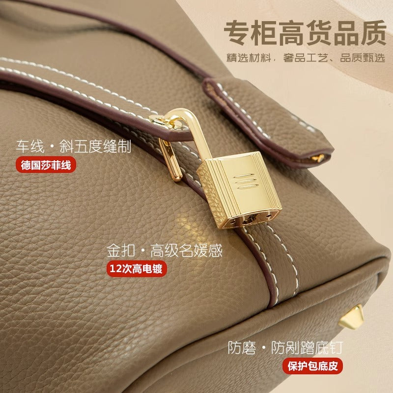 软糯头层togo牛皮真皮菜篮子女包小水桶包手提包大容量手拎包代发