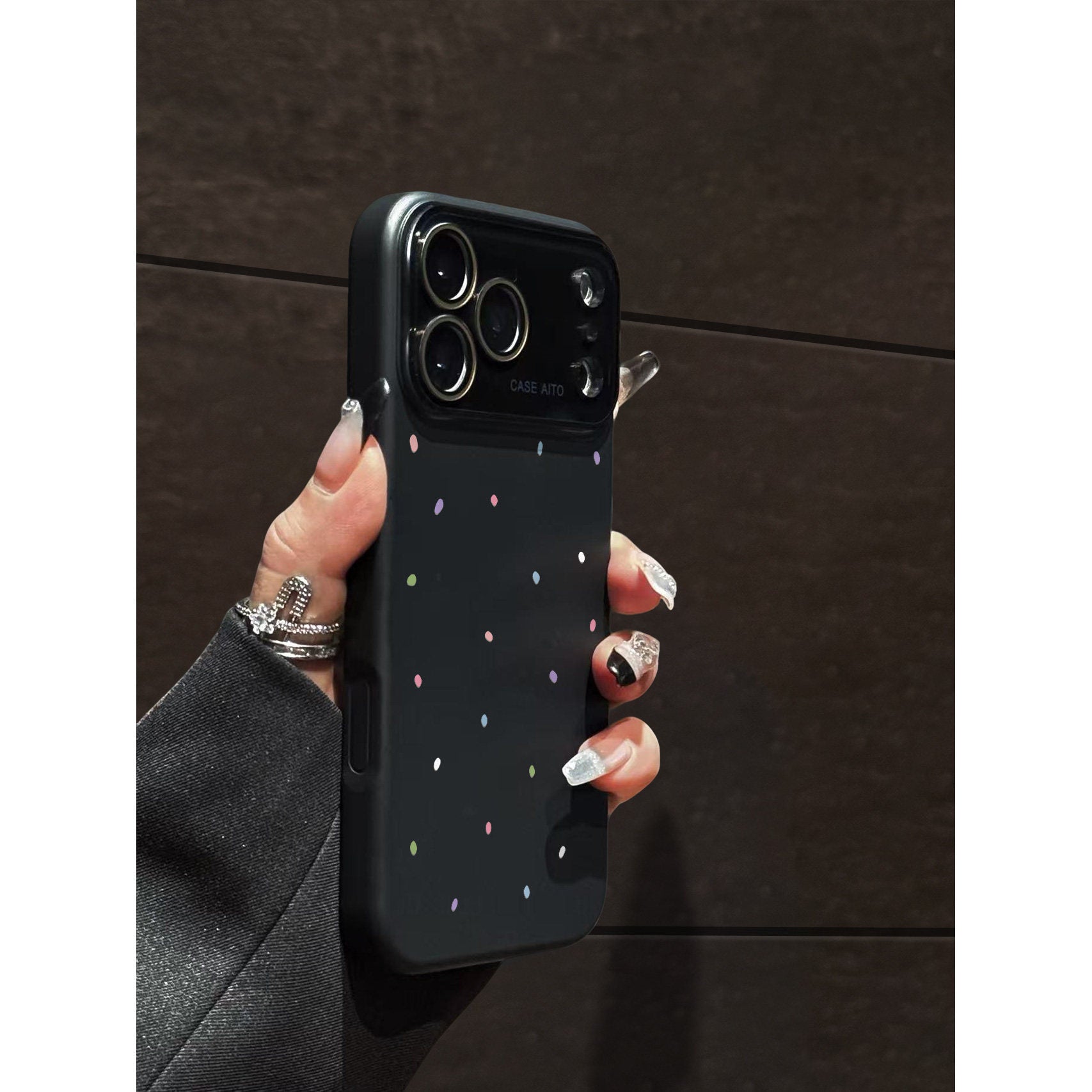 跨境彩色波点液态大视窗适用苹果17Promax手机壳简约iPhone16软套