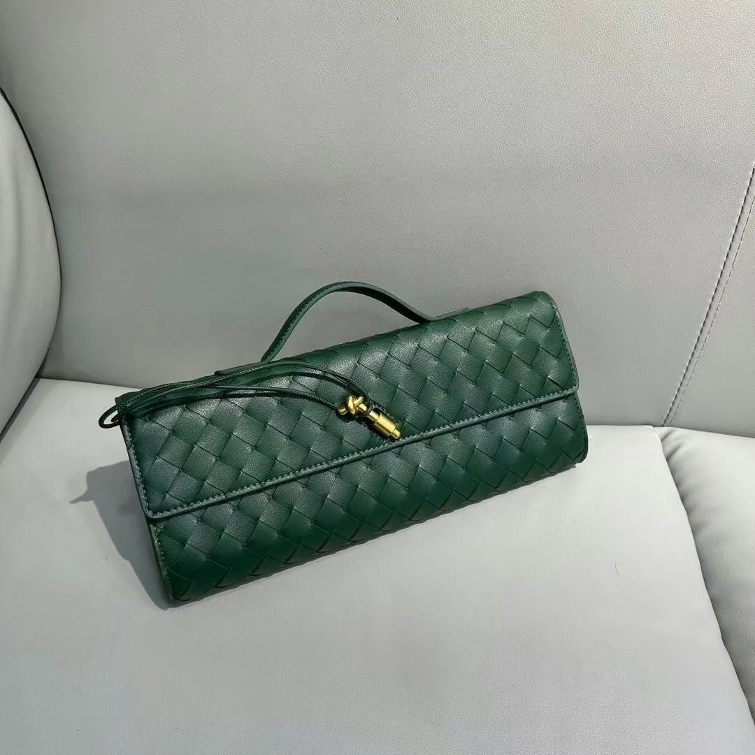 2024新款编织晚宴包牛皮手提包高级横款手提包单肩斜挎包优雅