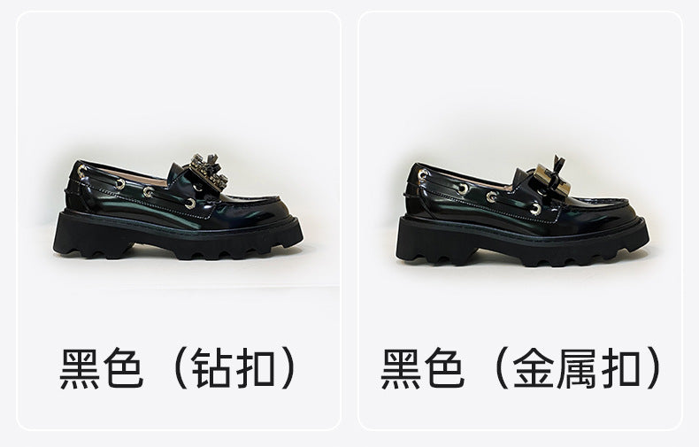 牛货~2026秋冬新款RV乐福鞋金属方扣增高厚底牛皮通勤小皮鞋钻扣