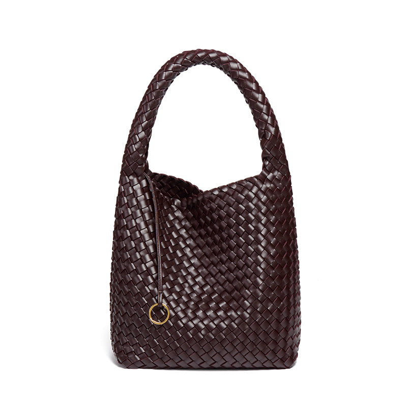 2025亚马逊新款手提编织女包大容量高级感托特包休闲百搭子母包包