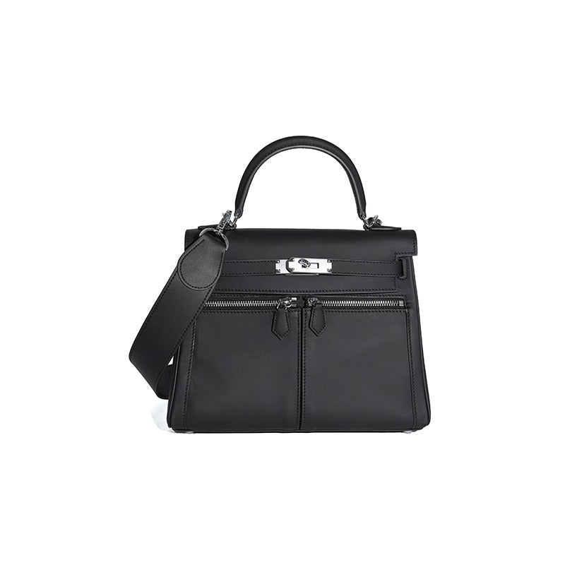 Swift皮 双口袋凯莉 lakis女高级感大容量手提包百搭通勤单肩斜挎