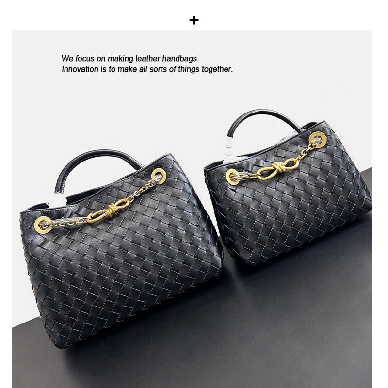 2024夏季新款编织蝴蝶结大容量真皮双肩女包单肩斜跨手提包