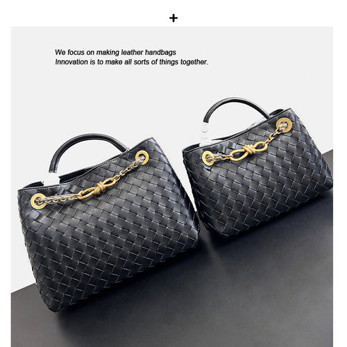 2024夏季新款编织蝴蝶结大容量真皮双肩女包单肩斜跨手提包