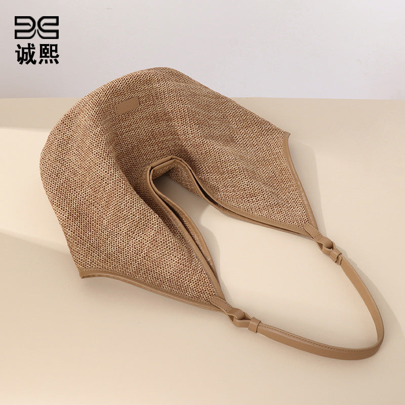 新款沙滩包草编女包复古单肩腋下手提包大容量慵懒风子母托特包包