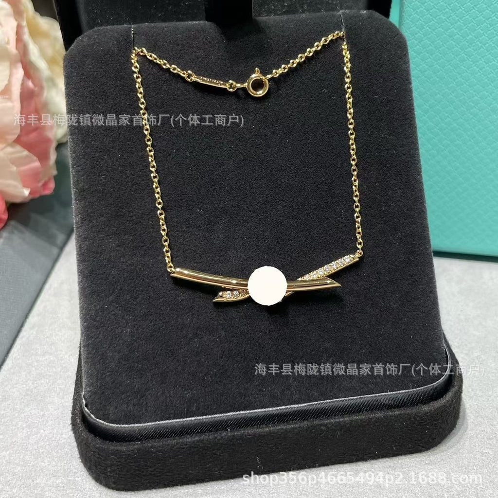 高版T家绳结项链knot扭绳项链女小众轻奢锁骨链厂家直销批发代发