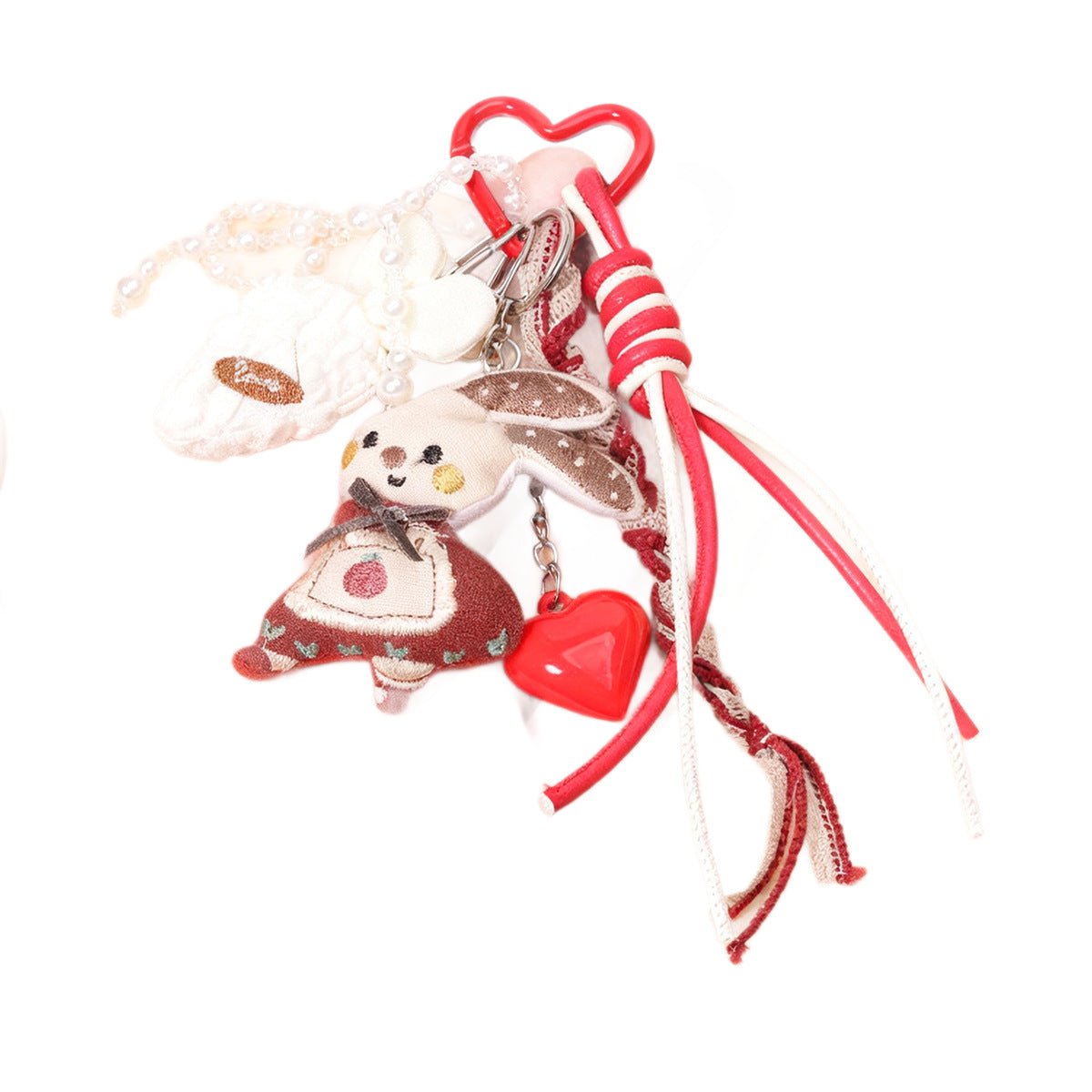 新款布艺立体小兔子充棉玩偶钥匙扣包包挂件森系包包挂饰萝卜桃心