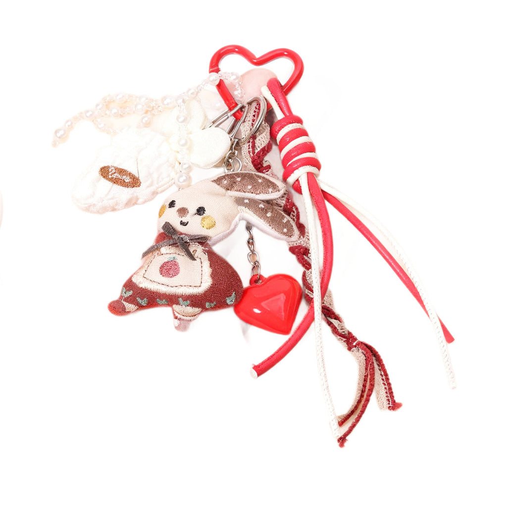 新款布艺立体小兔子充棉玩偶钥匙扣包包挂件森系包包挂饰萝卜桃心