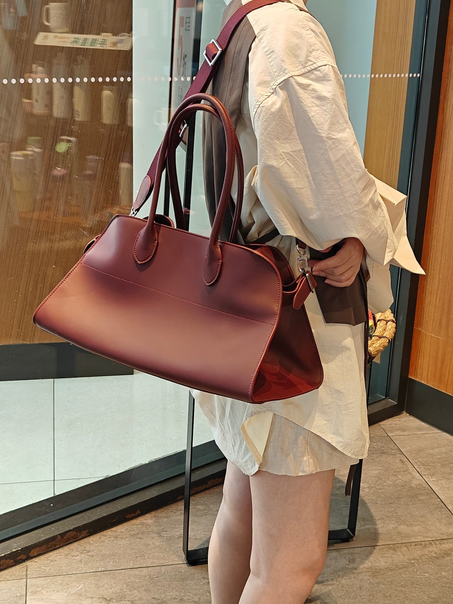 小众设计高级系列极简老钱风手提单肩斜挎女包全皮通勤大包托特包