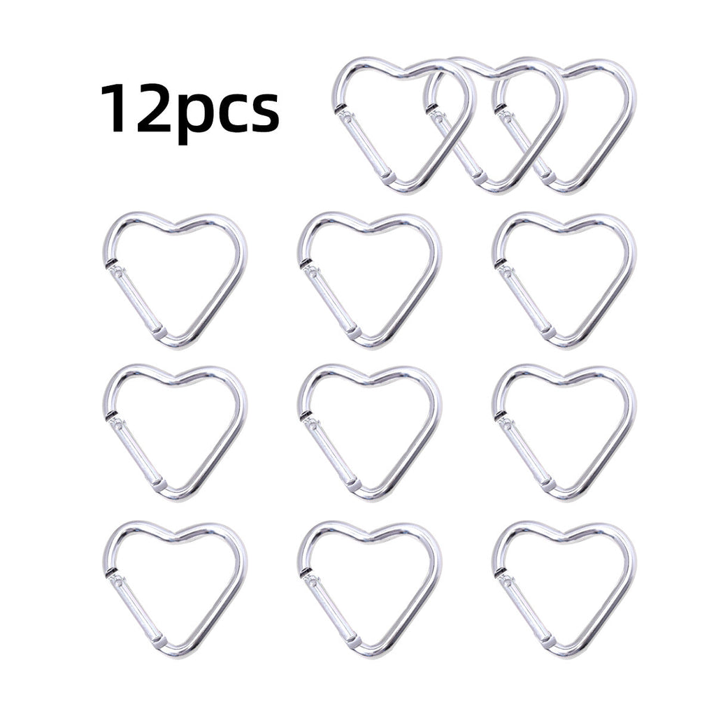 跨境代发贴标银色登山扣合金快挂扣心形钥匙扣背包扣爱心弹簧