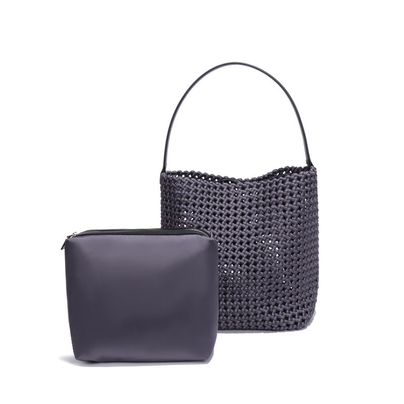 夏季新款手工编织包镂空风车结手提子母包高级感洋气单肩腋下女包