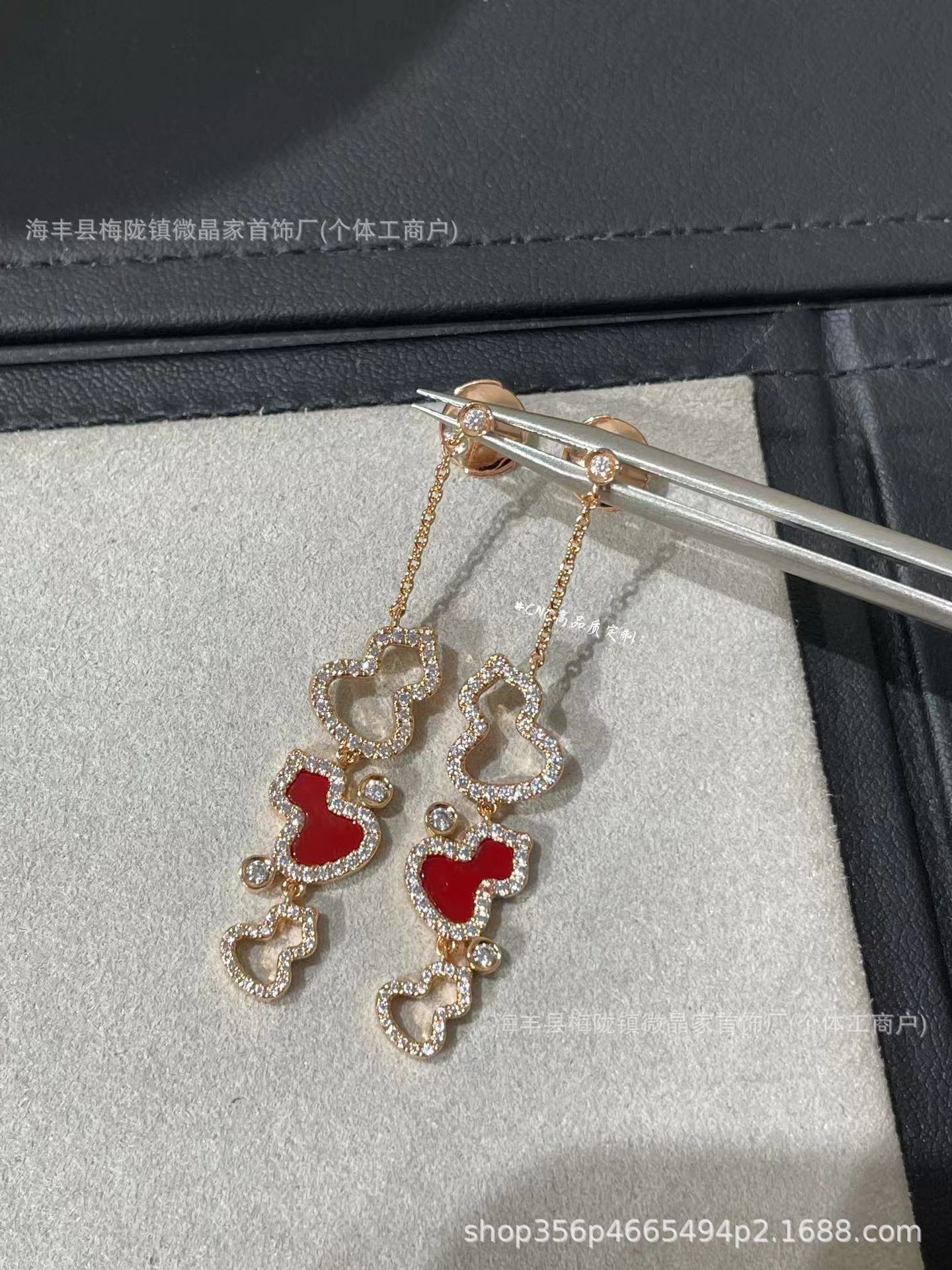 高版本CNC麒麟三葫芦项链天然绿翡翠红玉髓S925银镀18K厚金项链