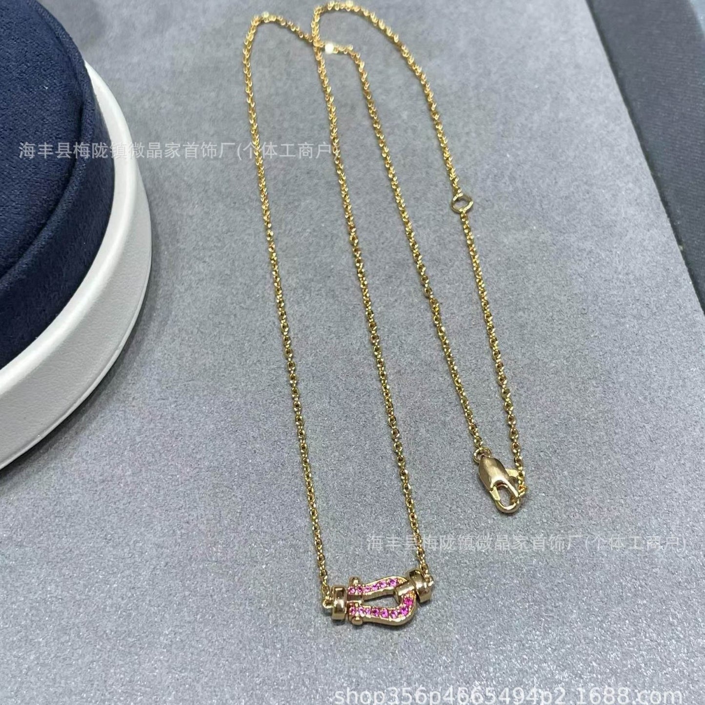 费雷德高版本fred马蹄项链S925银镀18K厚金镶钻航海项链厂家直销