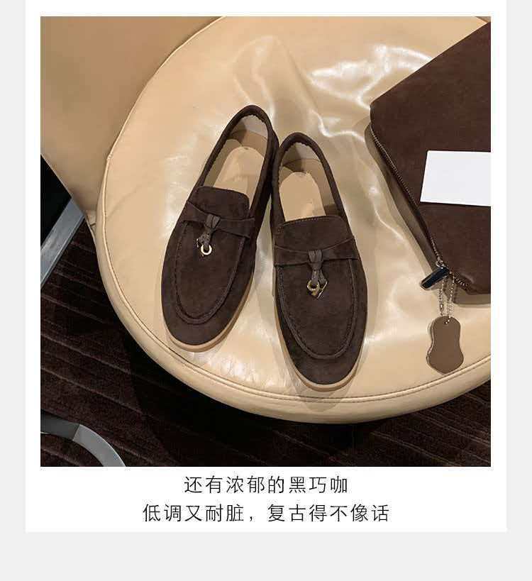 33--44大小码LP流苏锁扣内增高豆豆羊绒单鞋一脚蹬百搭软底乐福鞋