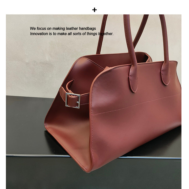 小众设计高级系列极简老钱风手提单肩斜挎女包全皮通勤大包托特包