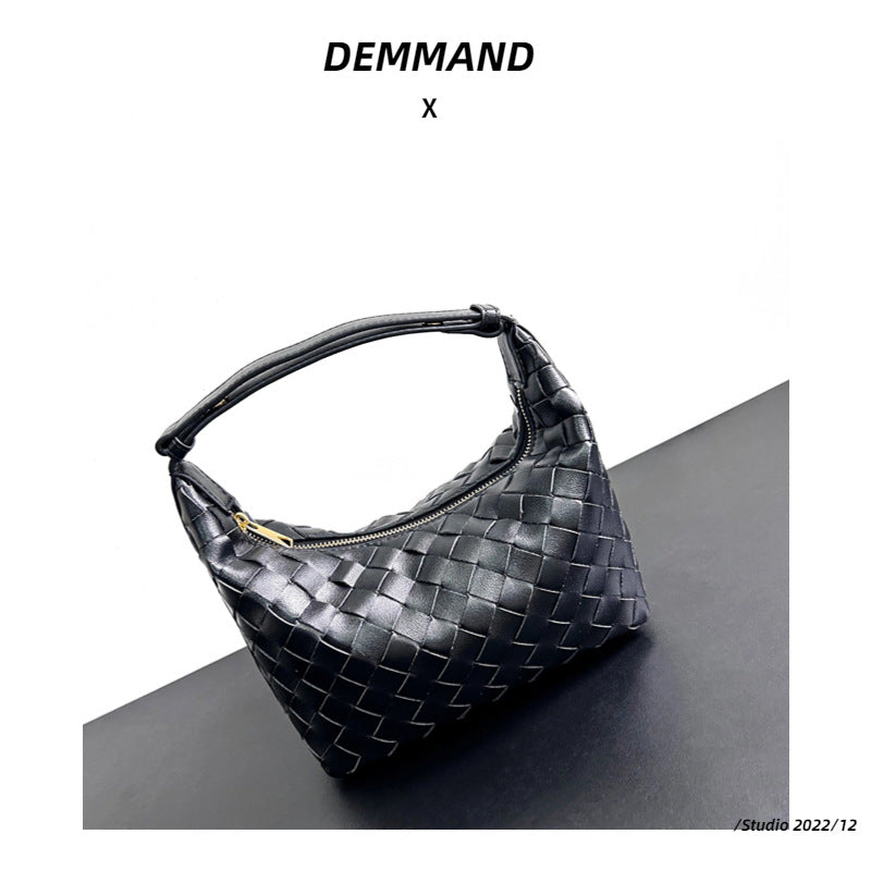 小众设计真皮编织包饭盒小包2023新款手提斜挎包高级感单肩腋下包