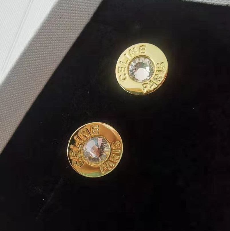 赛家新款耳环女帽子镶钻时尚气质简约冷淡风饰品圆圈水钻耳钉