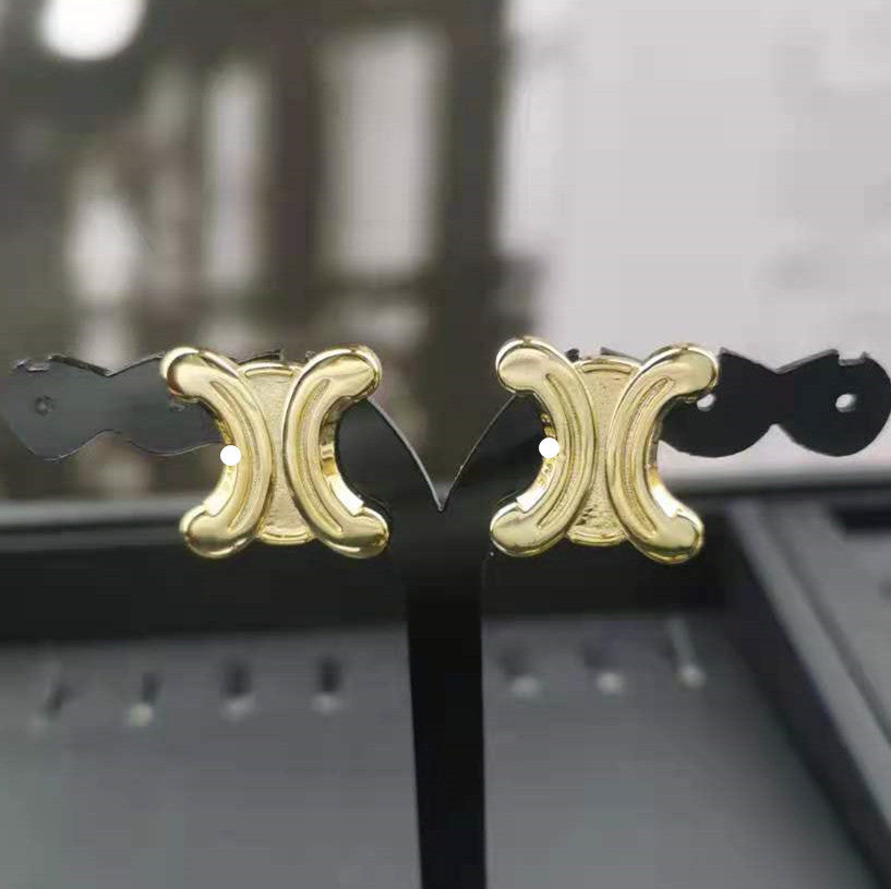 赛家新款欧美凯旋门耳钉女中古款法式复古猪鼻子设计感耳饰品耳环