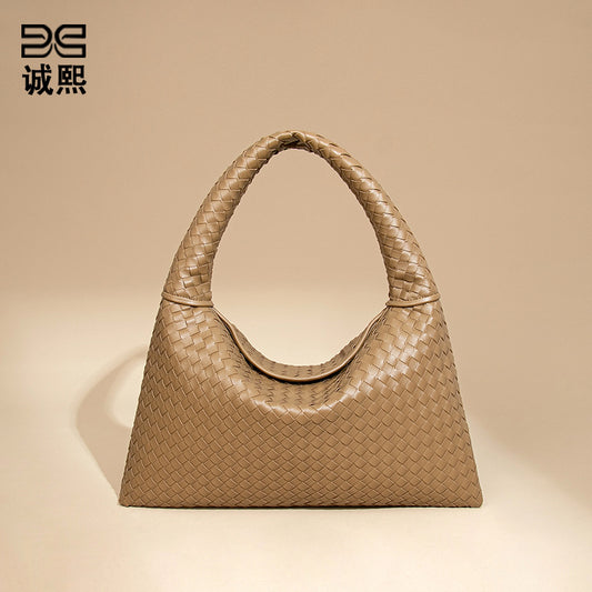 跨境新款手工编织女包高级感单肩腋下女包软皮百搭休闲手提托包包