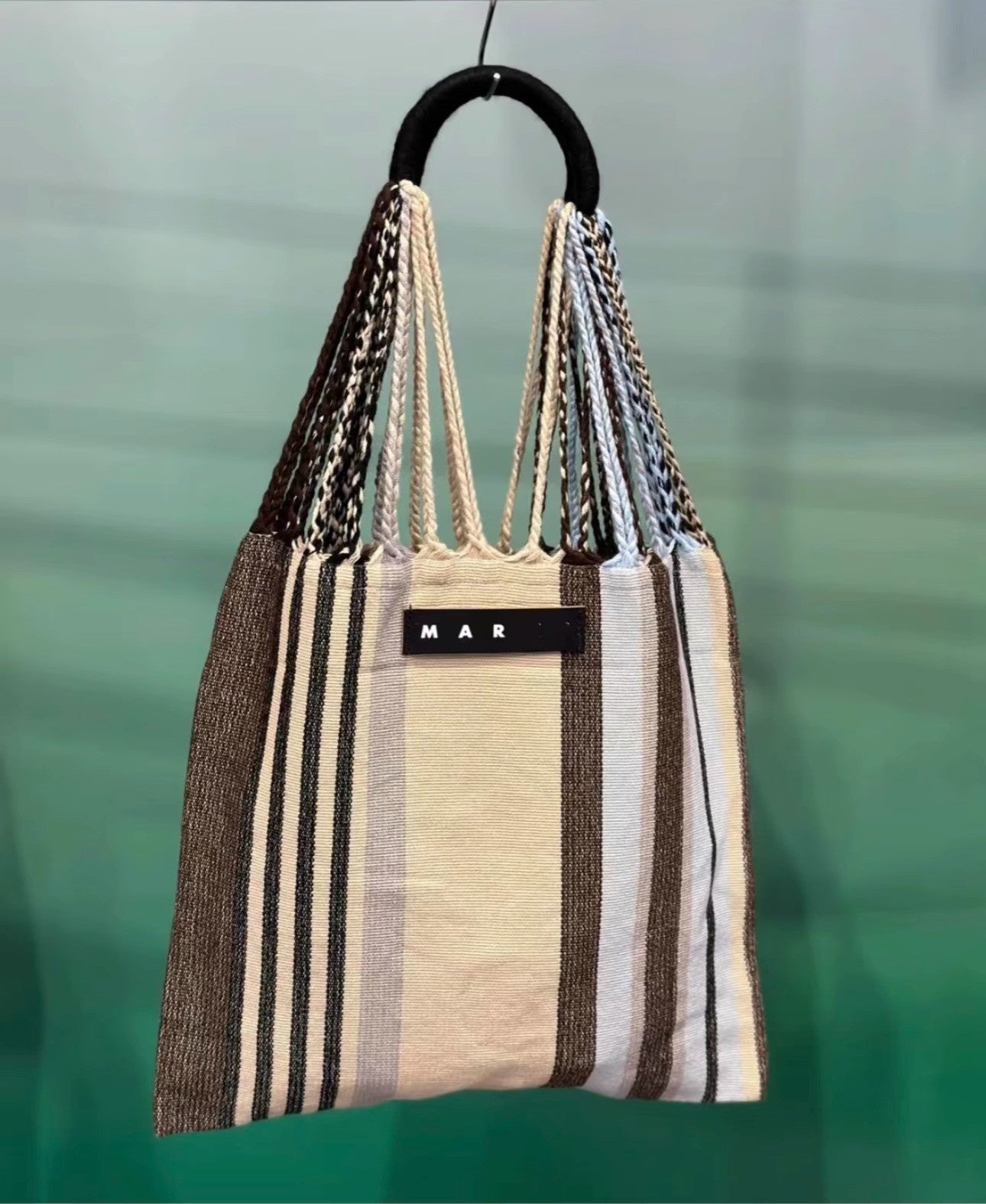 玛尼帆布吊床包针织条纹编织包大容量购物袋休闲单肩手提托特女包