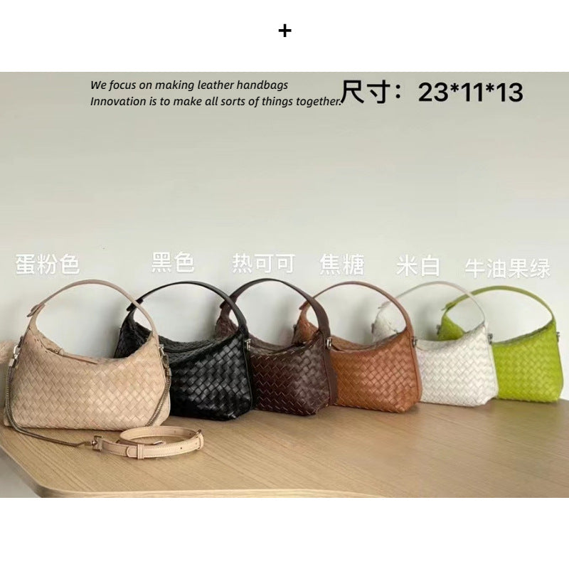小众设计真皮手提编织托特包百搭斜挎菜篮子女包枕头包2022新