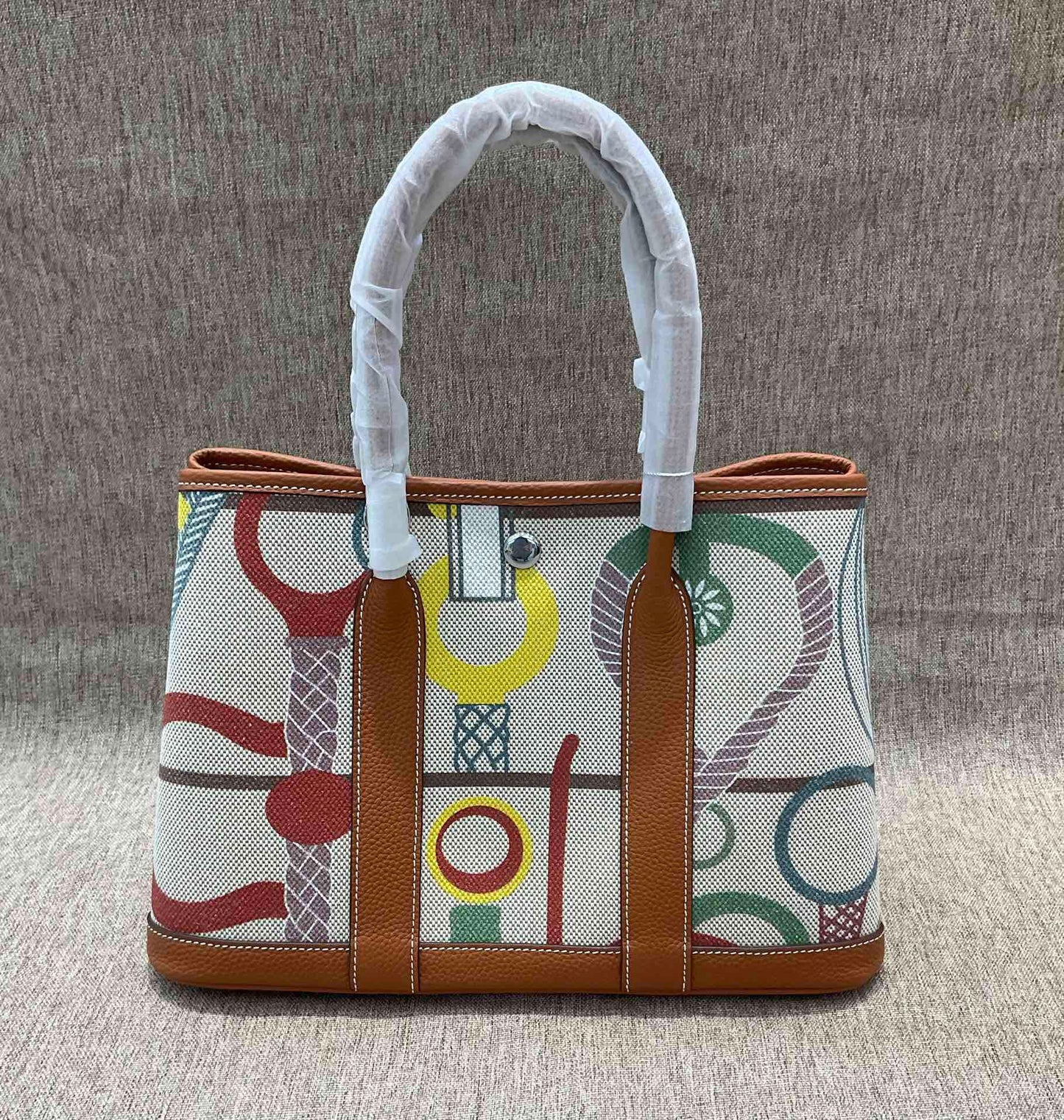 女包彩色腋下菜篮子牛皮拼帆布托特大容量撞色单肩双肩斜挎花园