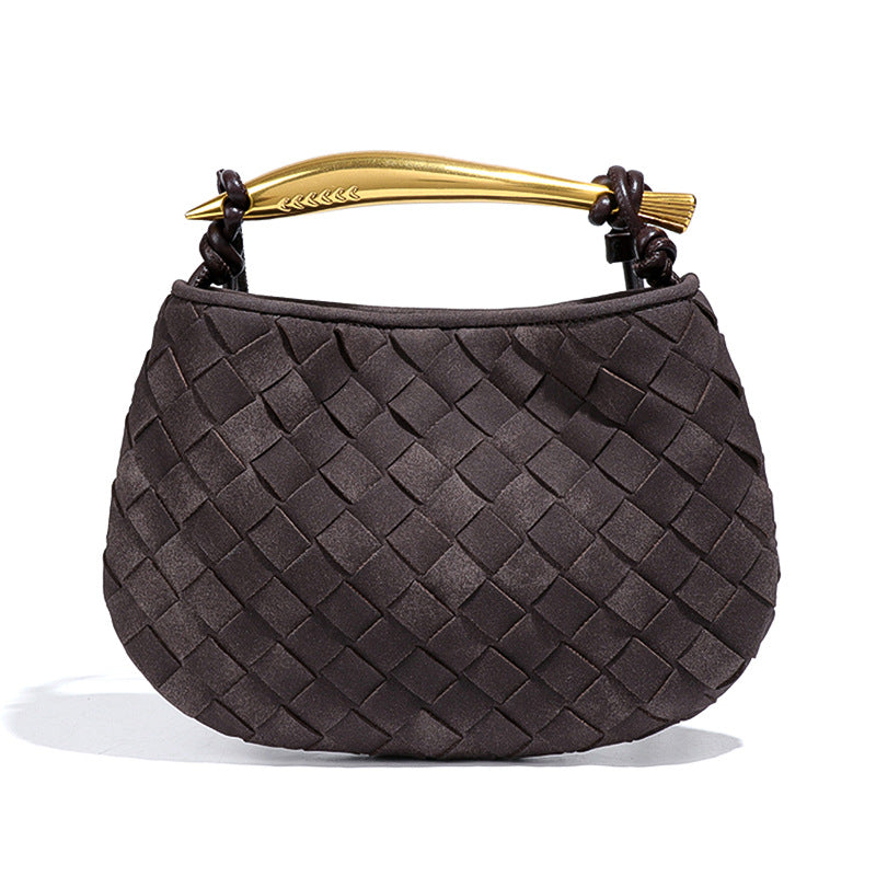 时尚小众百搭手提沙丁鱼饺子包手工编织女士包磨砂潮流单肩斜挎包