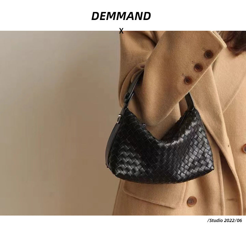 小众设计真皮手提编织托特包百搭斜挎菜篮子女包枕头包2022新