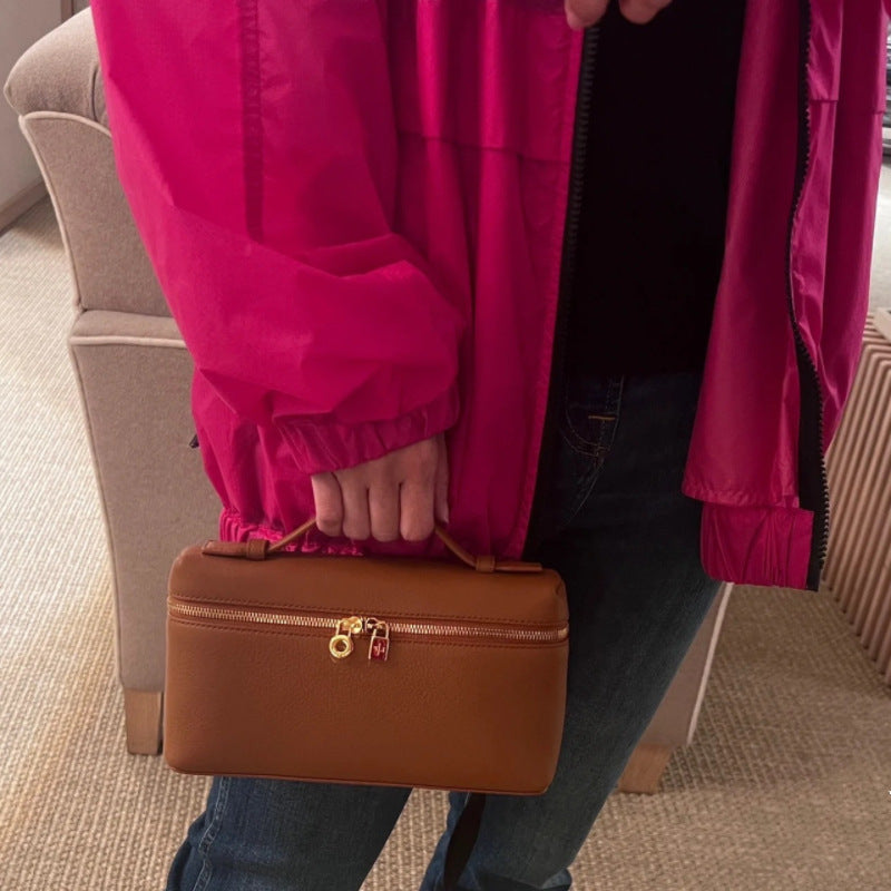 跨境LP饭盒包lp19盒子包真皮女包gigi同款piana手提单肩斜跨包女