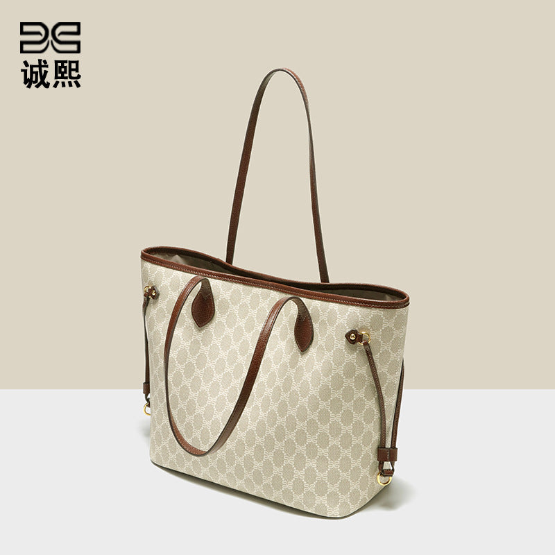 跨境大容量潮流单肩腋下包休闲通勤印花高级感手提女包秋冬托特包