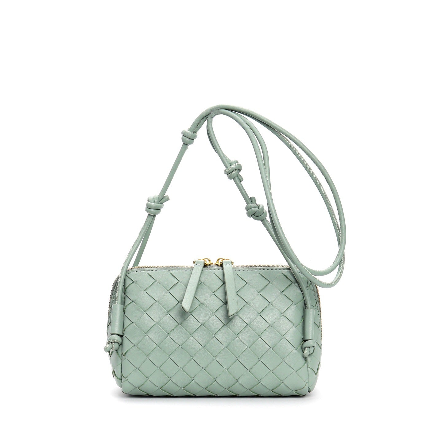 速卖通爆款编织小方包2025夏季新款小牛皮全皮单肩包法式迷你小包