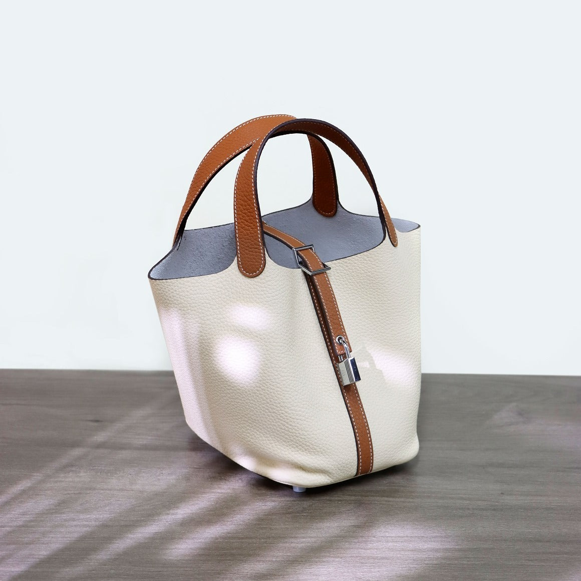 进口头层TC牛皮蜡线小号18Picotin菜篮子水桶包手提女包 无痕代发