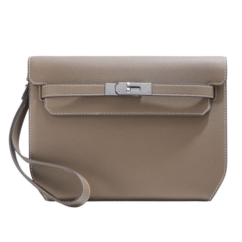 2023新款手掌纹牛皮凯莉包腋下包女单肩斜挎包复古通勤跳舞包真皮