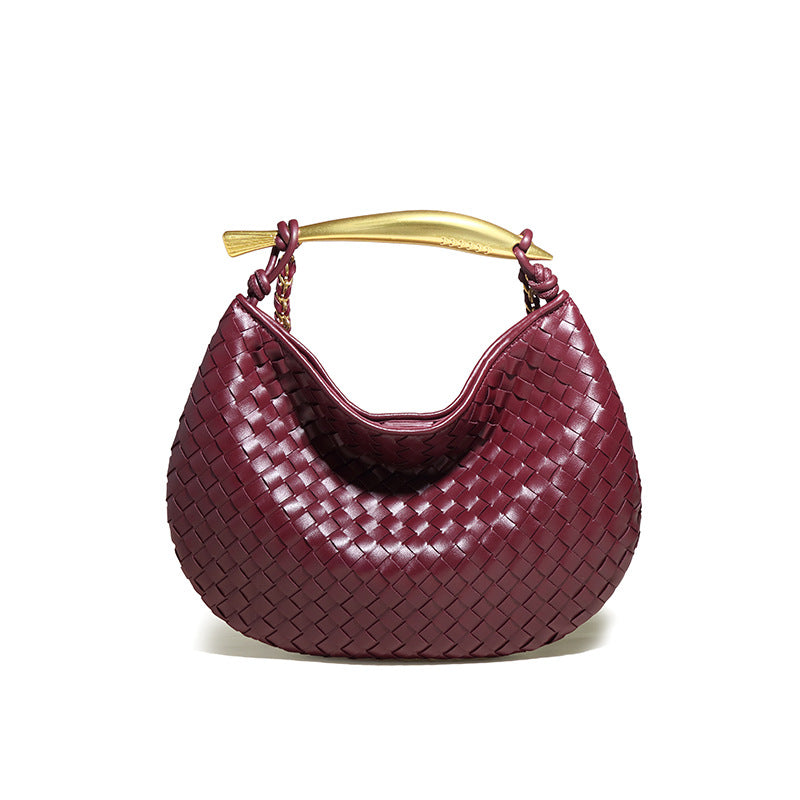 广州工厂直销包包沙丁鱼手工编织复古时尚质感单肩斜挎月牙饺子包