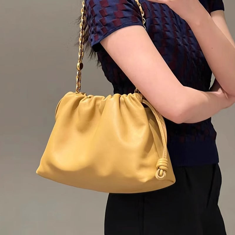 高品质Flamenco云朵包抽绳福袋包头层羊皮腋下包斜挎单肩包女包