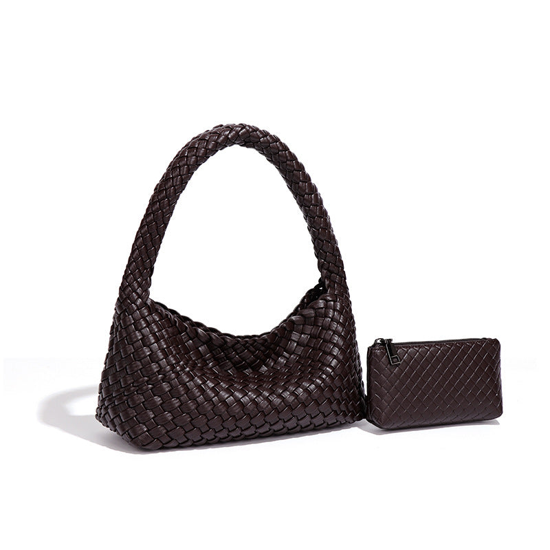 时尚小众2025新款手提包高级感大容量手工编织女包休闲单肩斜跨包