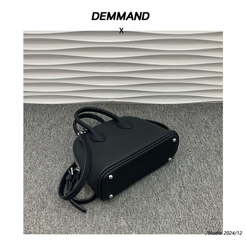 真皮贝壳包女包迷你小包高级感百搭时尚牛羊皮手提斜挎包保龄球包