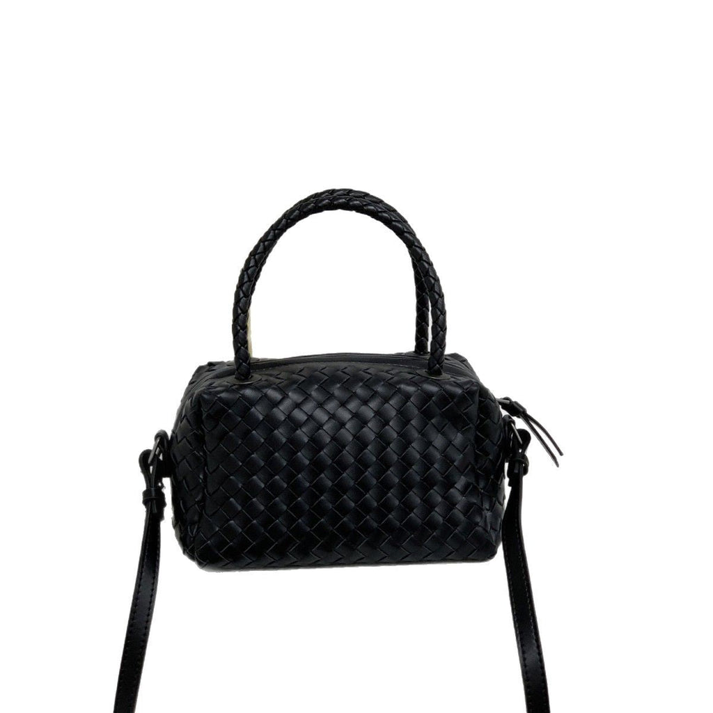 2024新款编织包包女小众高级酒红色手拎单肩斜挎小方包相机枕头包