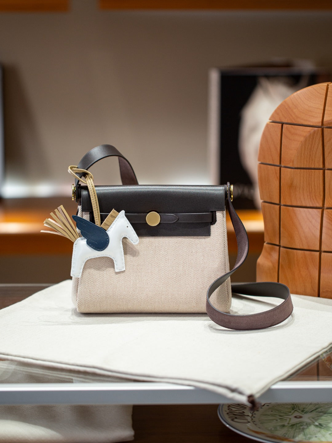 手工miniherbag真皮内缝凯莉包牛皮帆布拼色撞色手提包单肩斜挎包