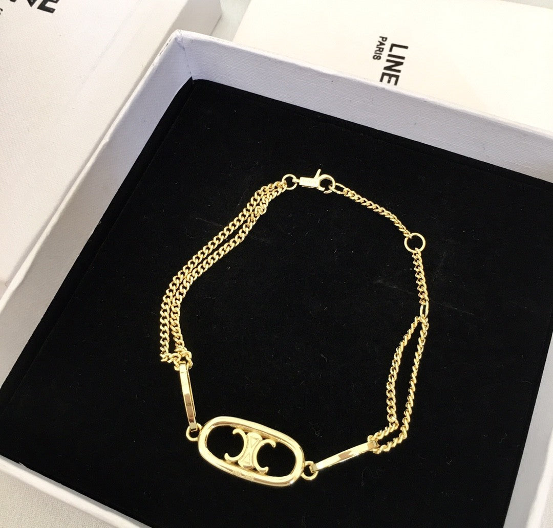 赛家新款耳钉手链项链复古凯旋门简约百搭冷淡风耳饰双层耳环手链