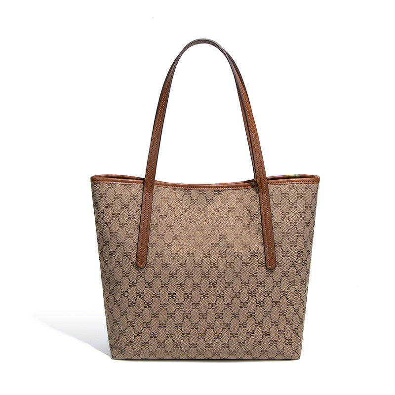 通勤大容量新款豹纹单肩腋下包女士秋冬复古手提包时尚潮流托特包